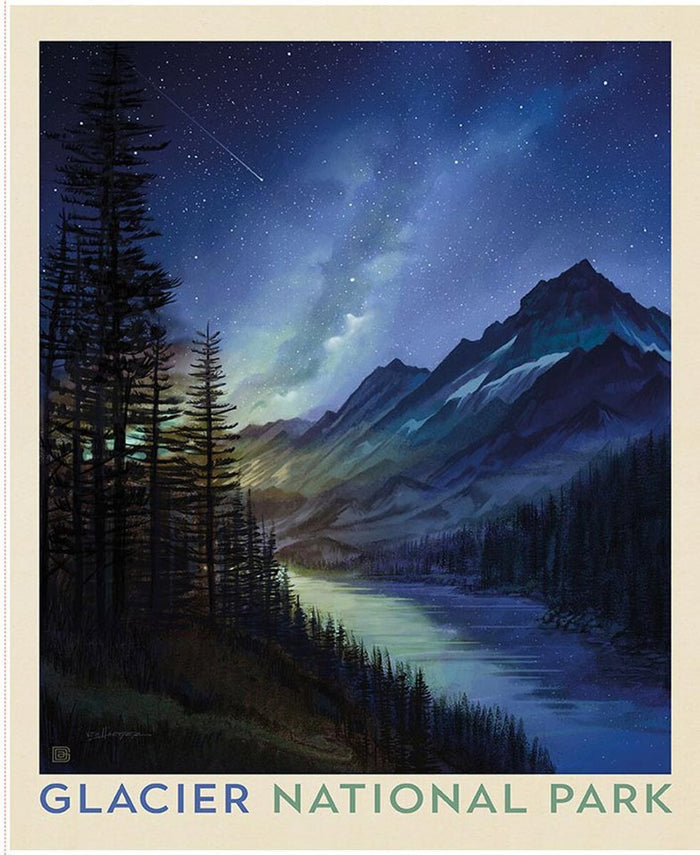 National Parks Glacier Poster PD17705-Panel, quilting fabric by Riley Blake