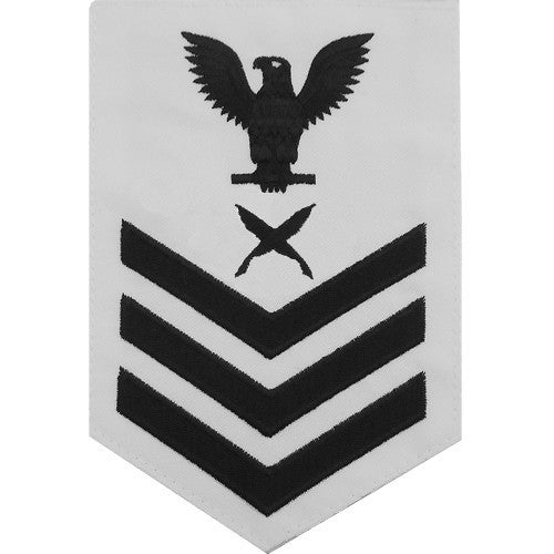 Navy E6 MALE Rating Badge: Yeoman - white