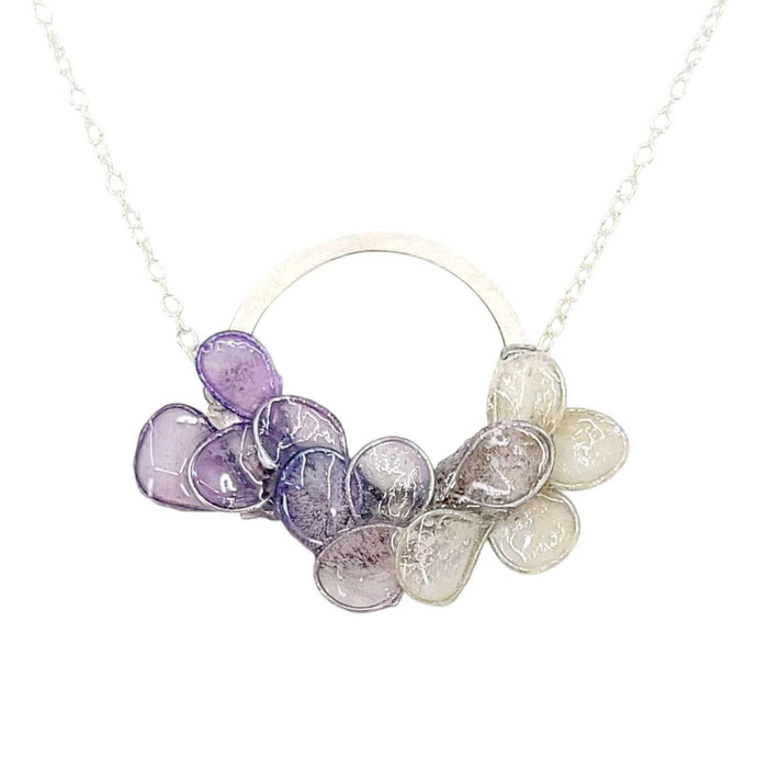 VN14LV $106 - Lavender Small Silver Laurel Necklace