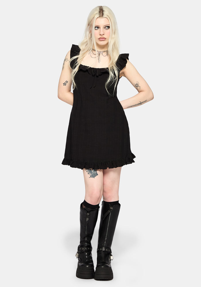 Nephra Frilly Sleeve Trapeze Mini Smock Dress UK 6