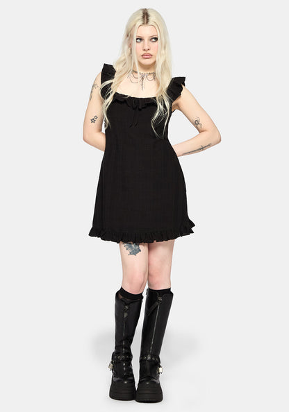 Nephra Frilly Sleeve Trapeze Mini Smock Dress UK 6