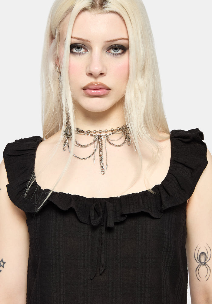 Nephra Frilly Sleeve Trapeze Mini Smock Dress UK 6