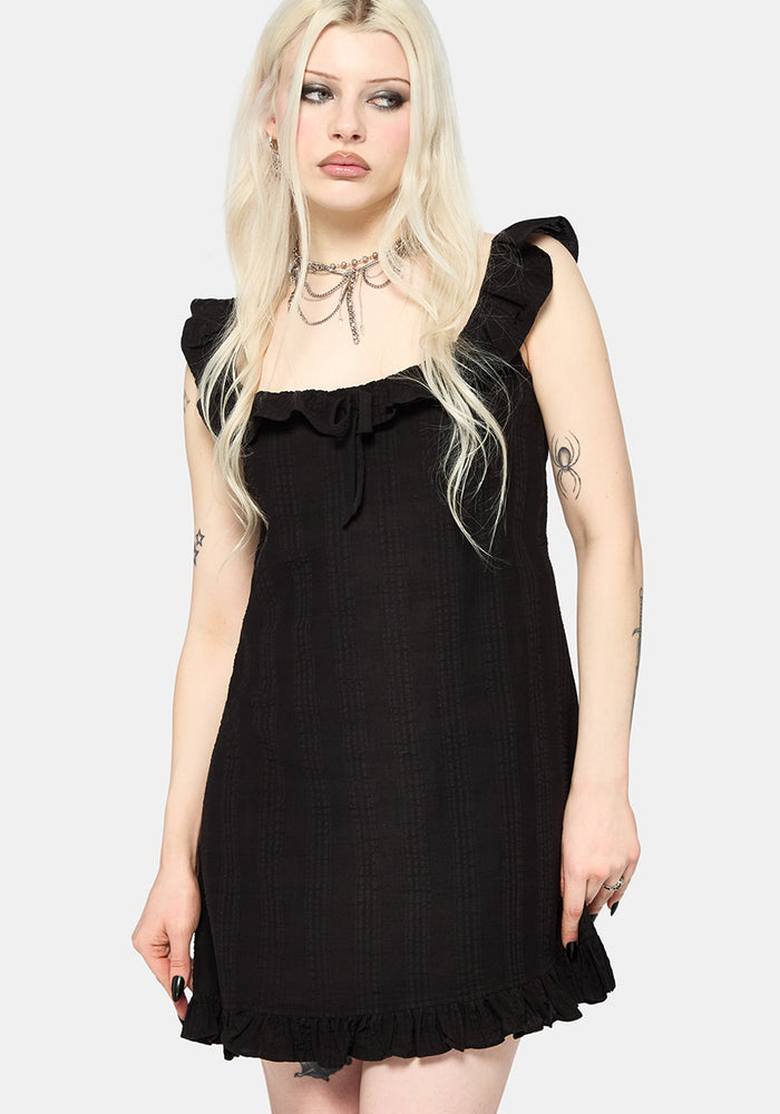Nephra Frilly Sleeve Trapeze Mini Smock Dress UK 6