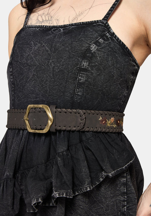 Nettle Whipstitch Floral Embroidered Belt