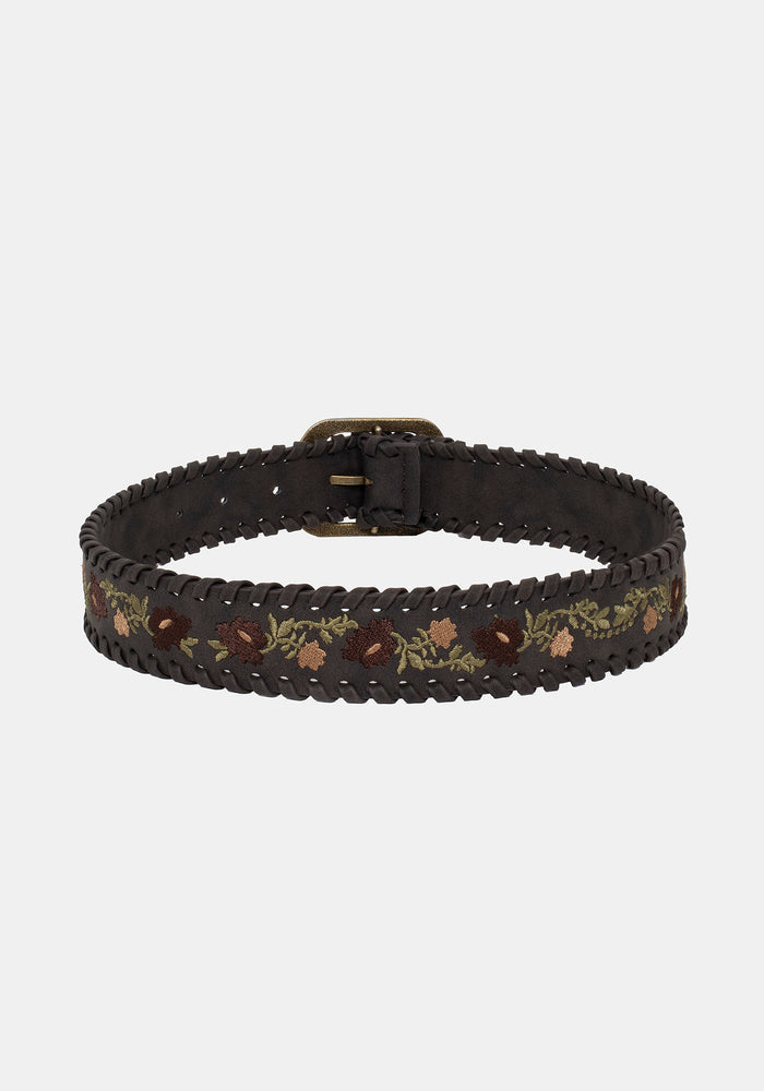 Nettle Whipstitch Floral Embroidered Belt