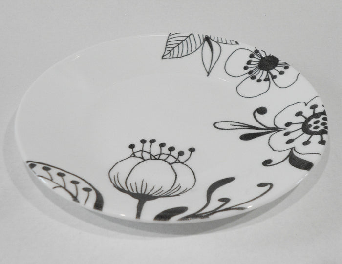 ❤️ NEW 1 Corelle INKED POPPY 6.75" BREAD PLATE Black Bohemian Floral Flowers