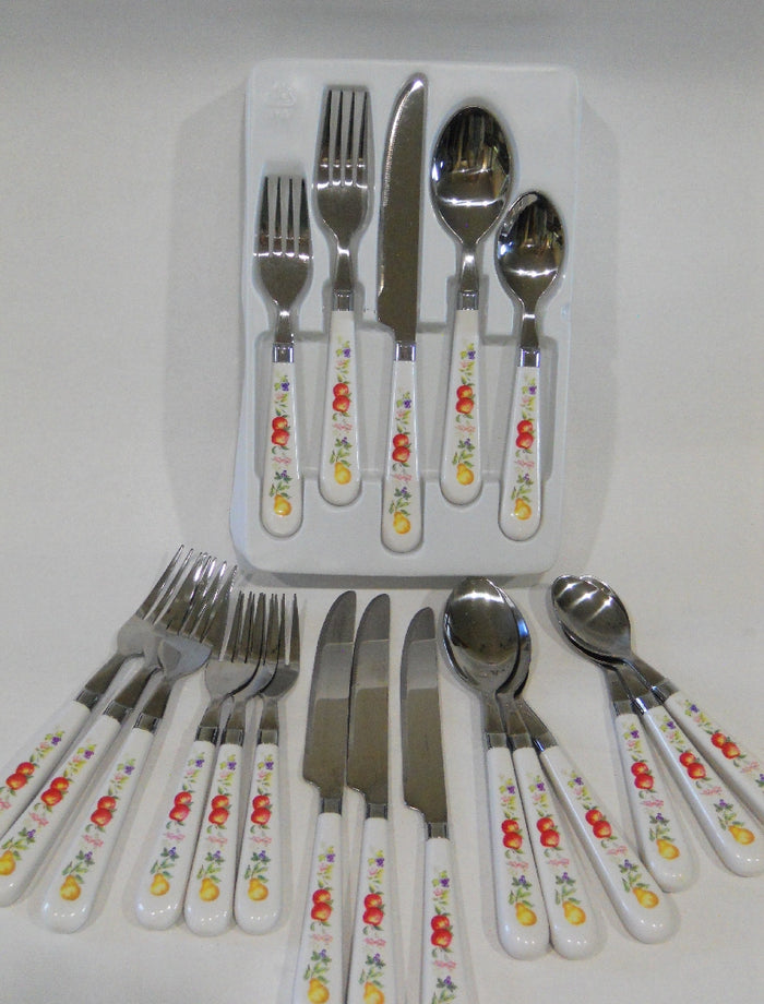 ❤️ New 20-pc Corelle CHUTNEY FRUIT HARVEST Stainless FLATWARE SET Apples Pears