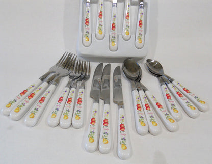 ❤️ New 20-pc Corelle CHUTNEY FRUIT HARVEST Stainless FLATWARE SET Apples Pears