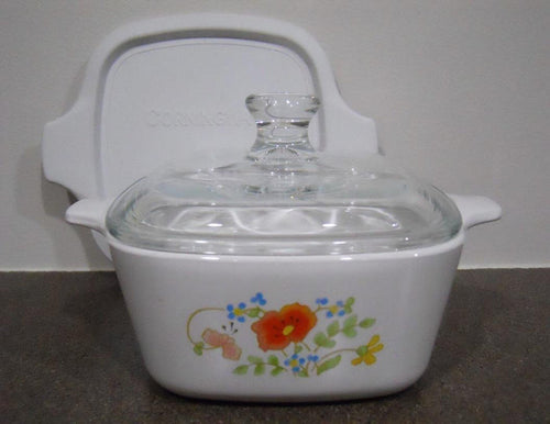 ❤️ NEW 3-pc CORNING Corelle P43 WILDFLOWER Petite Pan w/GLASS & Plastic COVERS