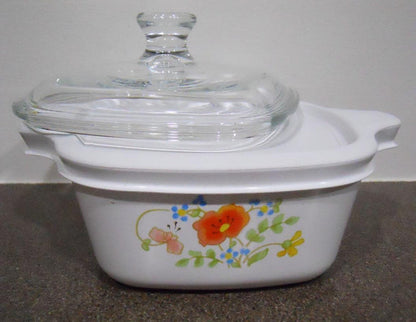 ❤️ NEW 3-pc CORNING Corelle P43 WILDFLOWER Petite Pan w/GLASS & Plastic COVERS