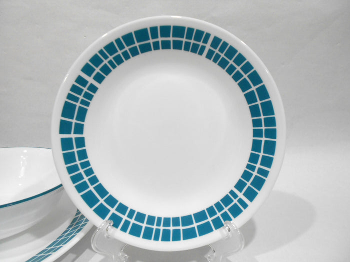 🌸 NEW Corelle AQUA TILES 6.75" BREAD PLATE Mosaic Turquoise Teal Blue Green