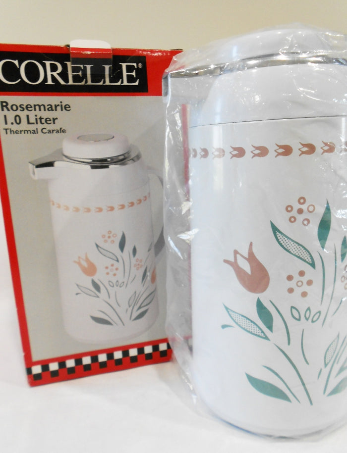 ❤️ NEW Corelle Corning ROSEMARIE 1-Qt Thermal SERVING CARAFE Hot Cold Coffee Tea
