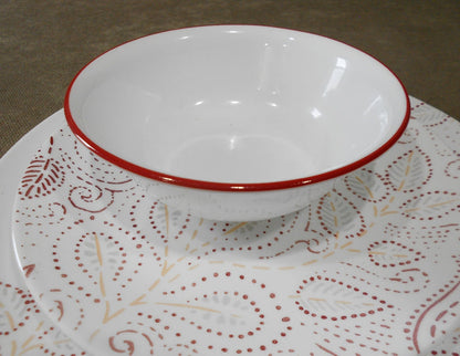 ❤️ NEW Corelle LEAF STITCH 18-oz SOUP BOWL Cereal Salad 6 1/4" *Rustic Red Rim