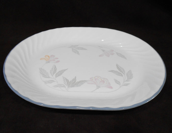 ❤️ NEW Corelle PINK TRIO 12.25 x 10 SERVING PLATTER Entree Plate *Pink Floral Grey Rim