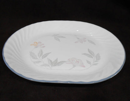 ❤️ NEW Corelle PINK TRIO 12.25 x 10 SERVING PLATTER Entree Plate *Pink Floral Grey Rim