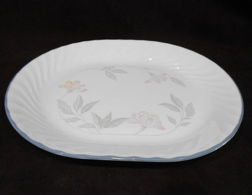 ❤️ NEW Corelle PINK TRIO 12.25 x 10 SERVING PLATTER Entree Plate *Pink Floral Grey Rim