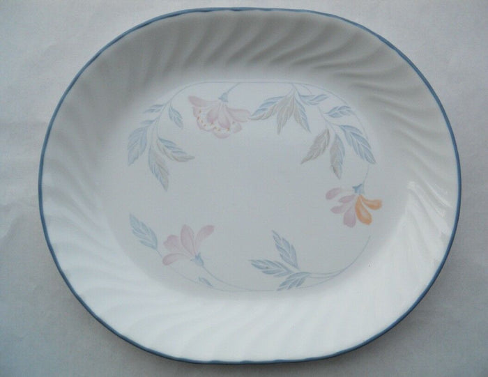 ❤️ NEW Corelle PINK TRIO 12.25 x 10 SERVING PLATTER Entree Plate *Pink Floral Grey Rim