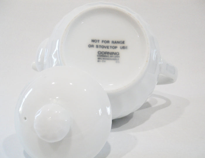*New CORELLE Porcelain WISTERIA SET 1-Qt TEAPOT Purple Floral & Vines White Swirls
