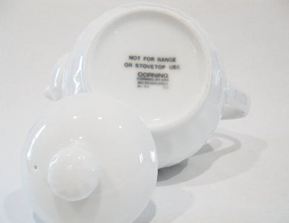 *New CORELLE Porcelain WISTERIA SET 1-Qt TEAPOT Purple Floral & Vines White Swirls