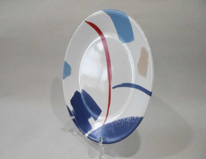 ❤️ NEW Corelle VIVID SPLASH 8.5" LUNCH PLATE *Bold Blue Red Tan Brushstrokes