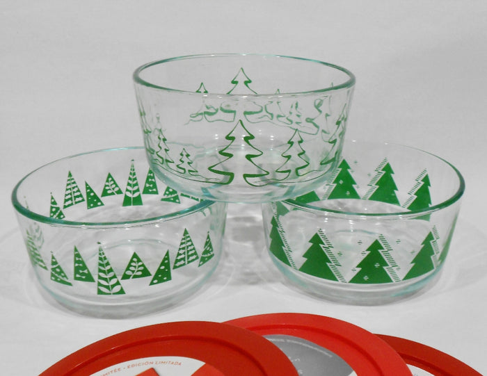 ❤️ New PYREX 4-Cup CHRISTMAS TREE Storage Dish Winter Holiday *CHOICE OF PATTERN