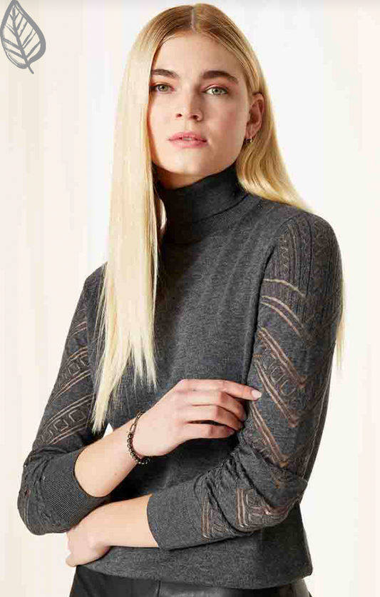 Nic + Zoe Pointelle Turtleneck Sweater Tee