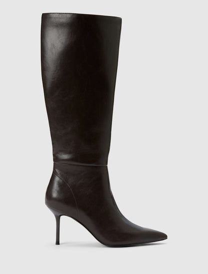 Nicolette High Heeled Pointy Toe Boot Chocolate Brown Forever New