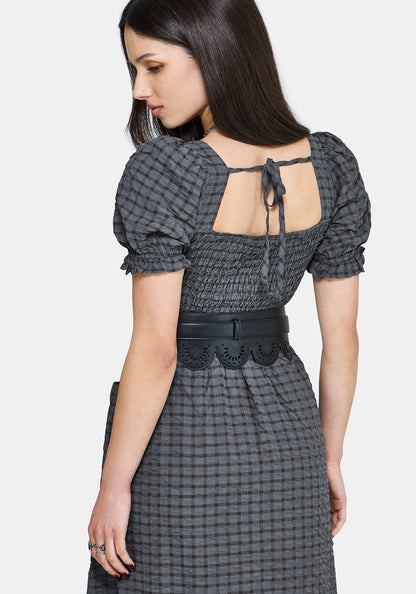 Nimira Check Handkerchief Hem Midi Dress