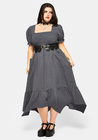 Nimira Check Handkerchief Hem Midi Dress