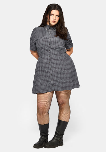 Nimira Check Puff Sleeve Mini Dress