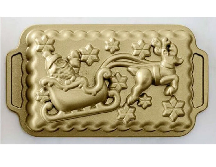 Nordicware 'TWAS LOAF PAN *Christmas Holiday SANTA SLEIGH REINDEER SNOWFLAKES