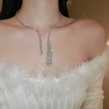 Nova Crystal Fringe Collar Necklace - Fashionnsio