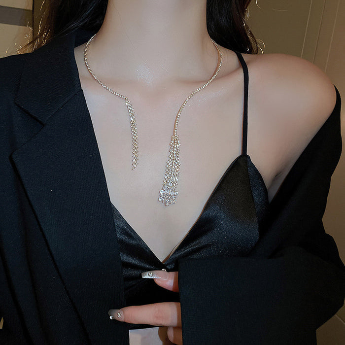 Nova Crystal Fringe Collar Necklace - Fashionnsio