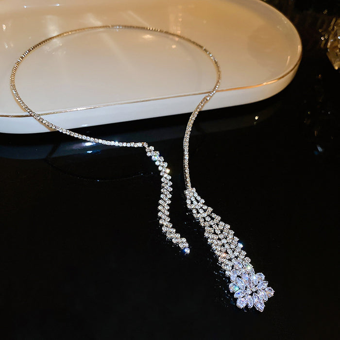 Nova Crystal Fringe Collar Necklace - Fashionnsio