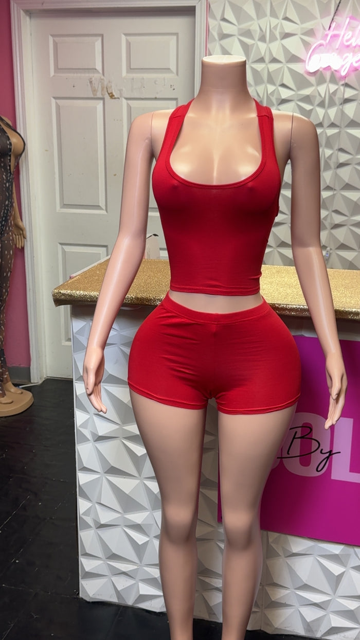 On The Go Short Set( Red)