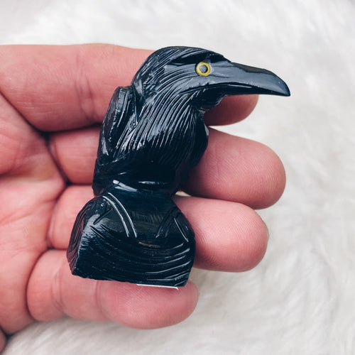 Onyx Carved Raven Lg - The Bead N Crystal & Enclave Gems