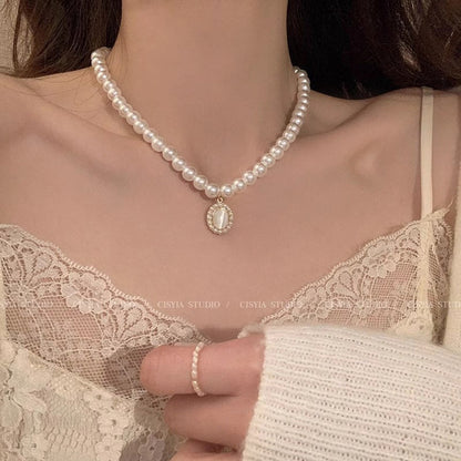 Opal Pearl Korean Necklace - Fashionnsio