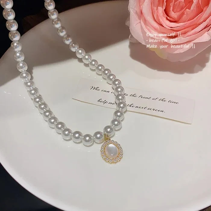 Opal Pearl Korean Necklace - Fashionnsio