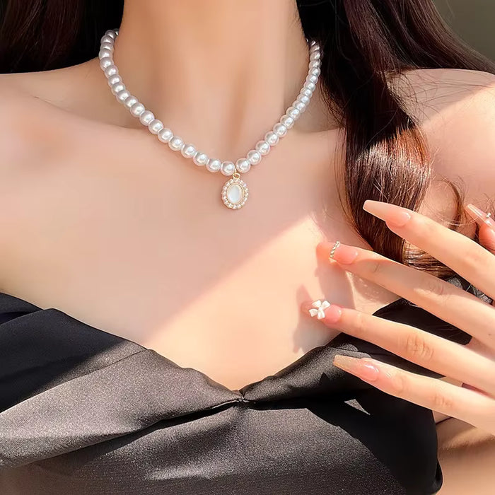 Opal Pearl Korean Necklace - Fashionnsio