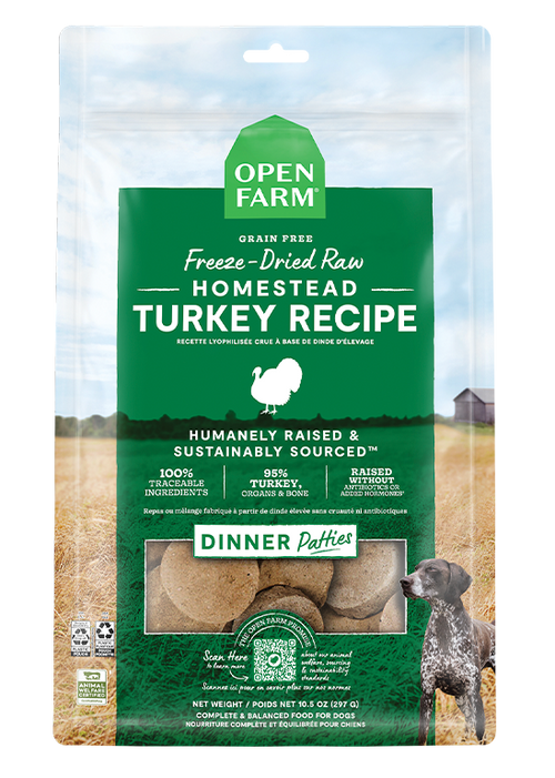 Open Farm Homestead Turkey Freeze Dried Raw Patties for Dogs