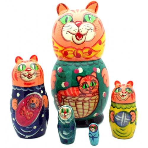 Orange Cat with Kitten Nesting Doll