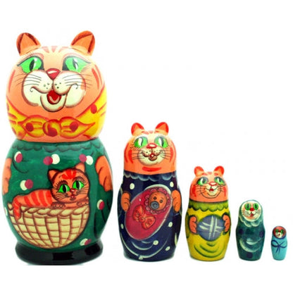 Orange Cat with Kitten Nesting Doll