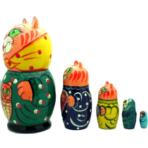 Orange Cat with Kitten Nesting Doll
