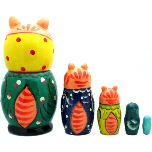 Orange Cat with Kitten Nesting Doll