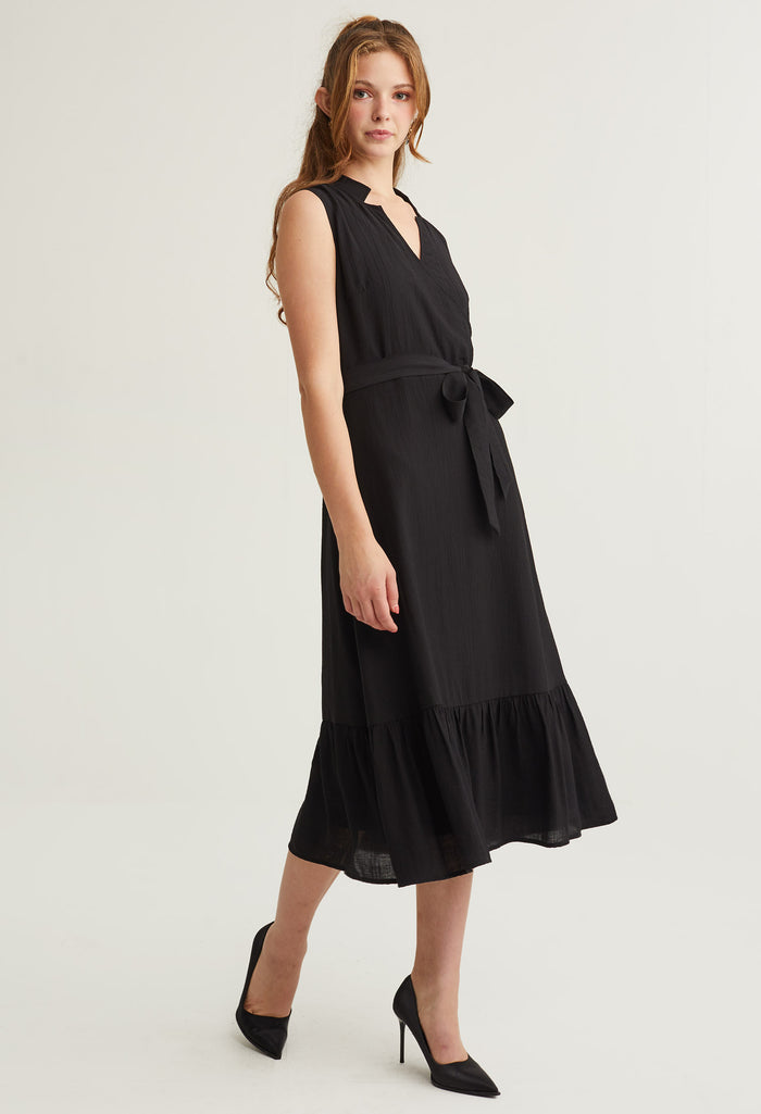Oriental Surplice Collar Midi Dress