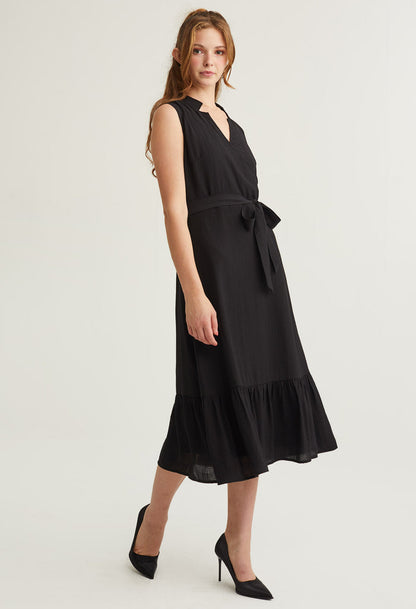 Oriental Surplice Collar Midi Dress