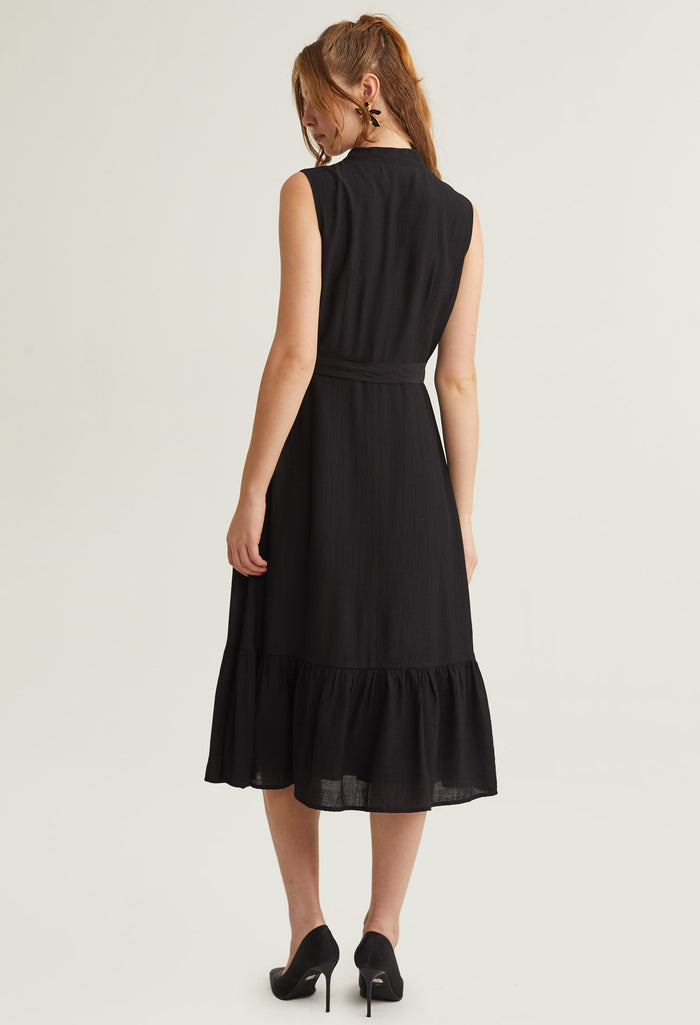 Oriental Surplice Collar Midi Dress