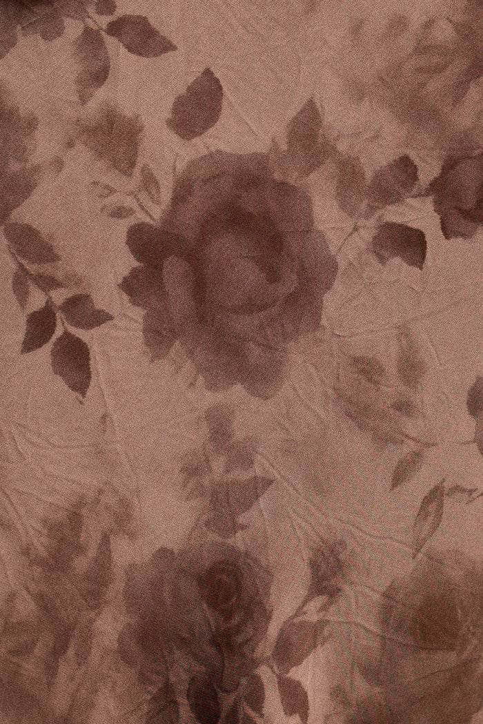 Orion Mocha Floral Satin Maxi Dress