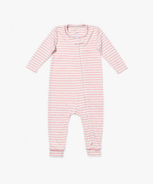 Oso & Me Ziggy Zip Romper in Mini Rose Stripe
