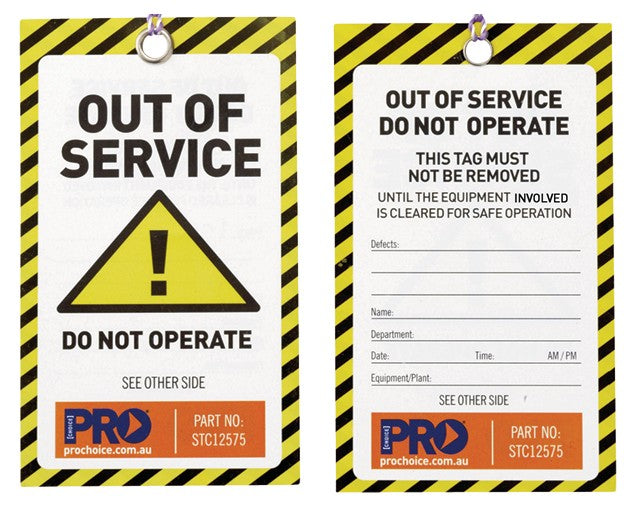 Out Of Service Tag -125mm X 75mm